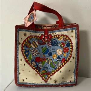 Brighton Celebrate Holiday Tote Bag Festive Love Print NWT